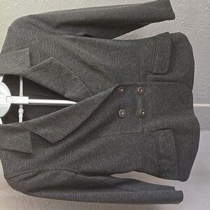 Banana Republic Charcoal Double-Breasted Blazer Pockets Career Office Profession